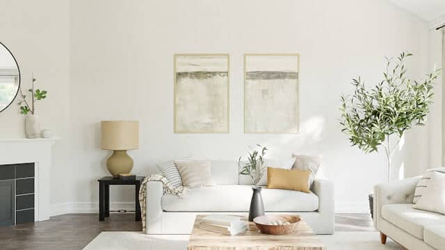 Bright, clean living room with soft light and neutral colors